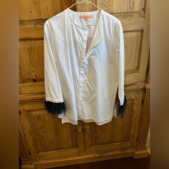 vilagallo feather trim blouse - Picture 1 of 1